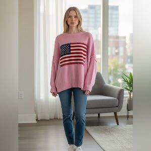 Simply Southern Pink Flag Sweater